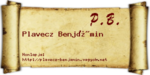 Plavecz Benjámin névjegykártya